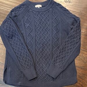 J. Crew Men's Dark Blue Cable Knit Crewneck Sweater